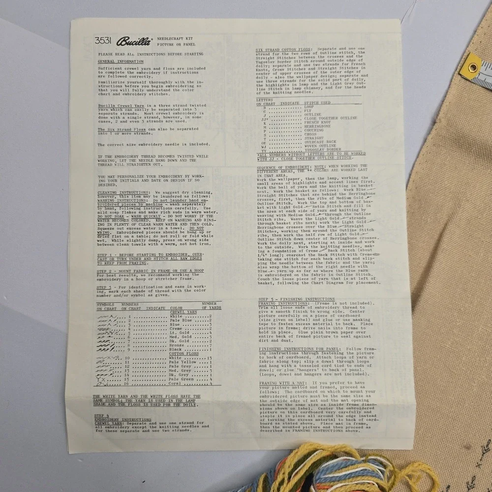 Vintage Bucilla Needlecraft Kit 3531 Stamped Crewel Embroidery Oil Lamp Knitting